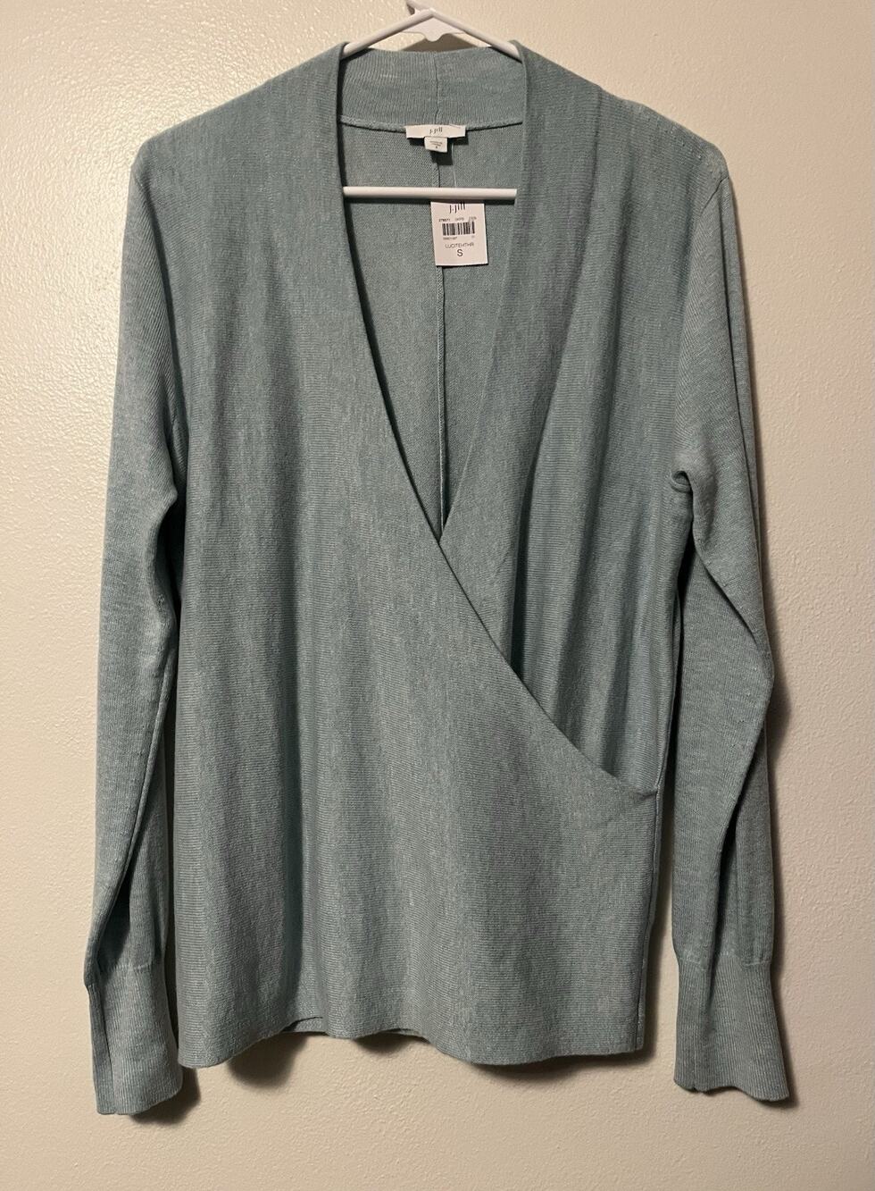 J Jill Faux Wrap Seamed Sweater Women's Small Lucite Heather Long Sleeve New